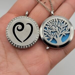 Silver and Black Tree of Life Pendant Diffuserd Necklace